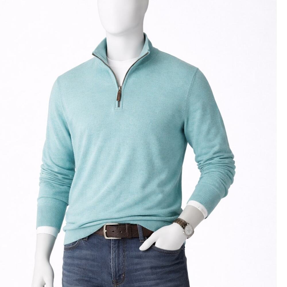 Johnnie-O Quarter Zip Pullover Sweater XXL Blue silk Blend Golf country club